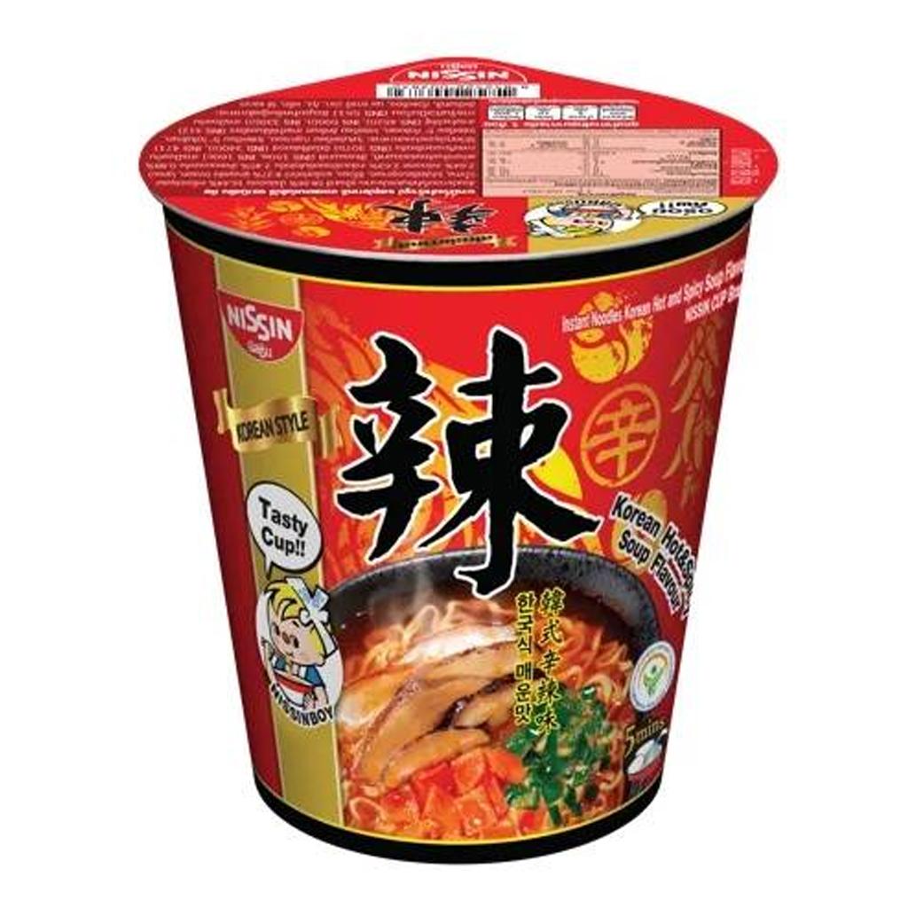NISSIN Лапша быстрого приготовления Premium Cup Noodle Лапша быстрого приготовления Корейский острый и пряный вкус супа 70 г. х 6 шт.