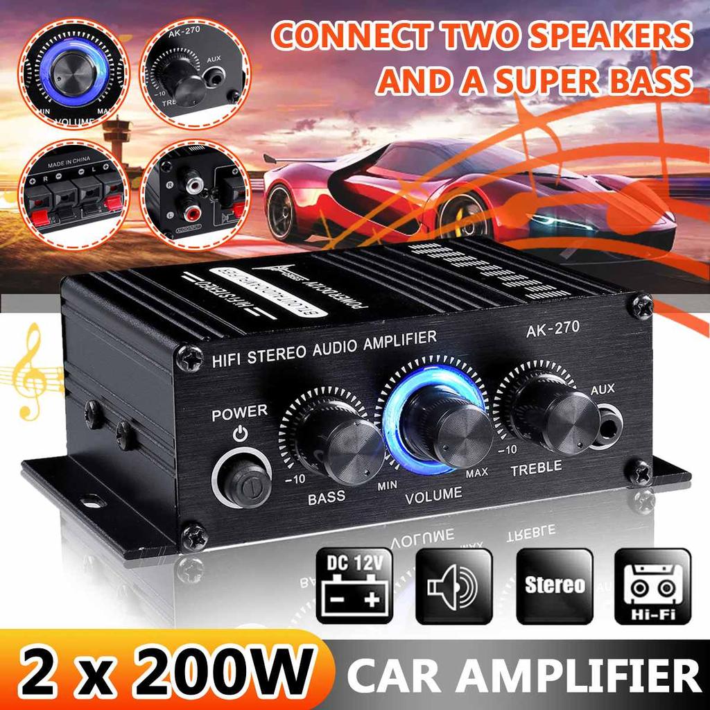 AK170/AK270 400 Вт 12 В Мини Автомобильный Домашний Усилитель Мощности Hi-Fi Динамик Сабвуфер Аудиоусилитель Класса D Автомобильный Звуковой Усилитель Без Bluetooth
