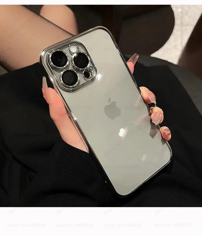 Модные защитные чехлы для объектива камеры для iPhone 15 14 13 12 11 Pro Max 8Plus X XS 7, прозрачный мягкий силиконовый противоударный чехол