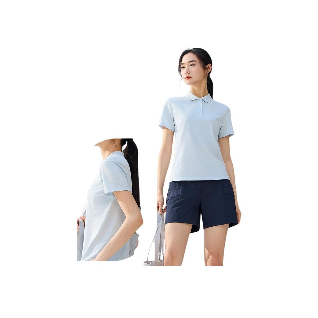 Anta Sports Lifestyle Series Comprehensive Training Series Solid Color Comfortable Breathable Versatile Short Sleeve Polo Shirt Women Tops 962527123-3