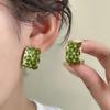 Элегантные зеленые цветочные серьги в форме буквы C, милые, свежие, легкие, роскошные аксессуары для ушей