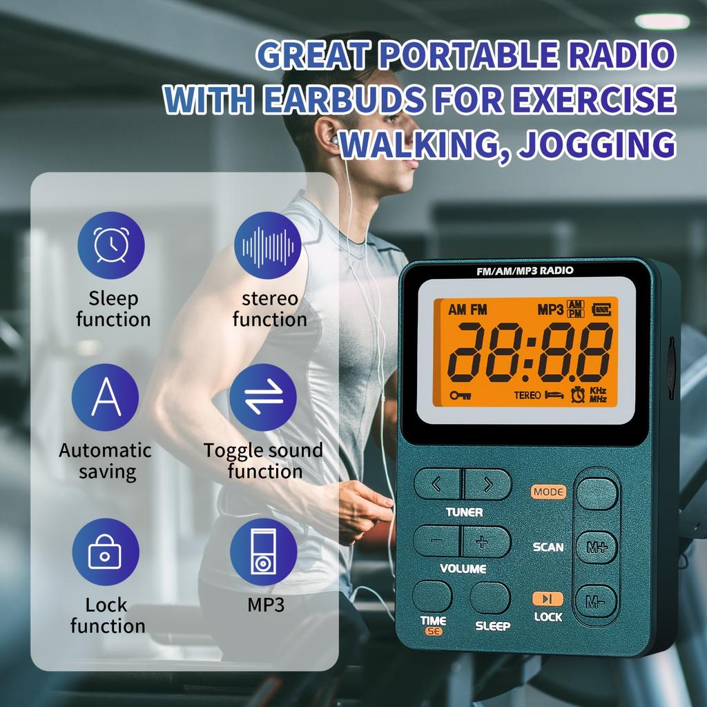 Портативное радио для наушников - Персональные радиоприемники с многофункциональным FM/AM/MP3, интерфейсом TYPE-C
