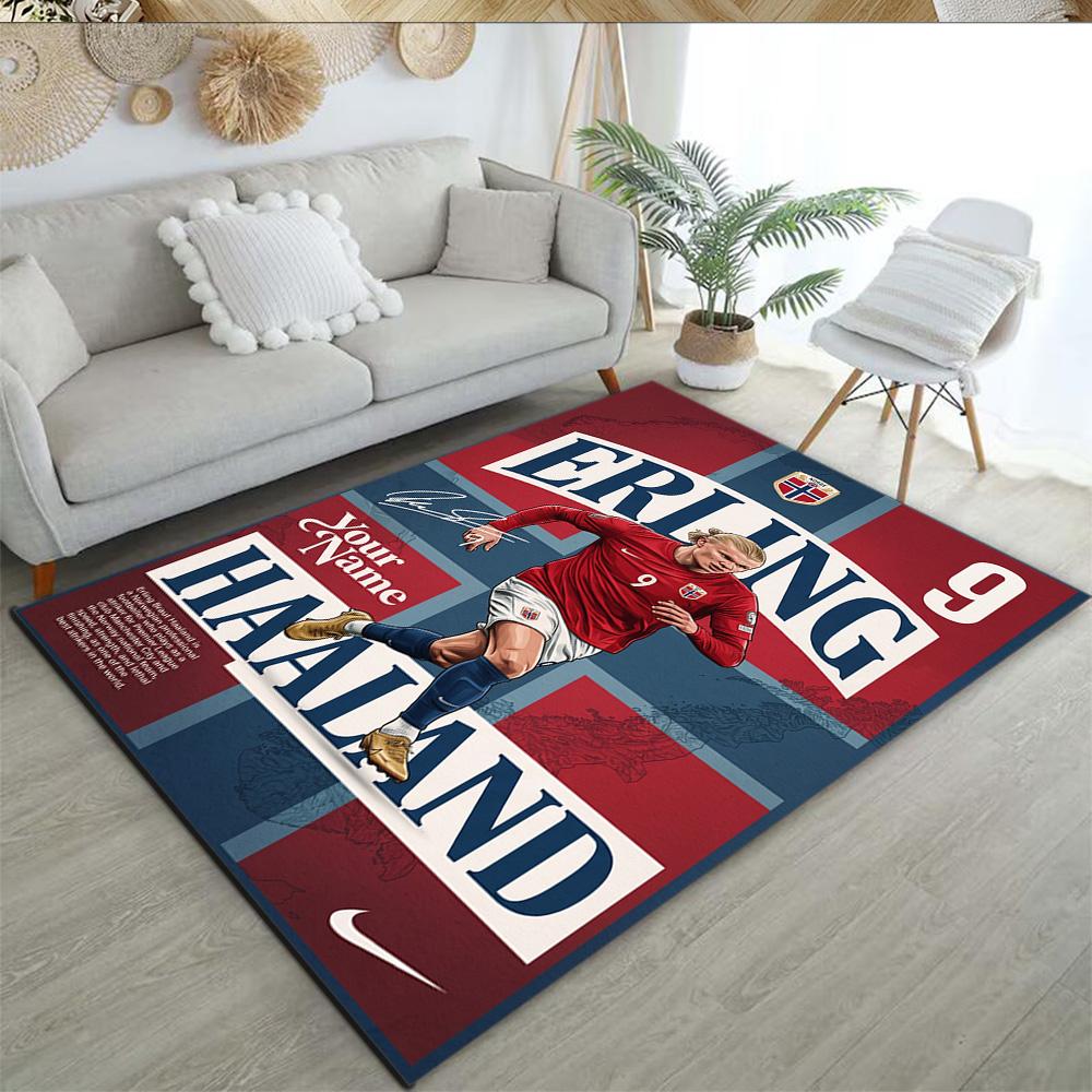 Haaland Customize Text Floor Mat Design For Decorate Room Game Room Kitchen Foyer Antislip Rug Decorate Offices Perfect Gift For Womenmen