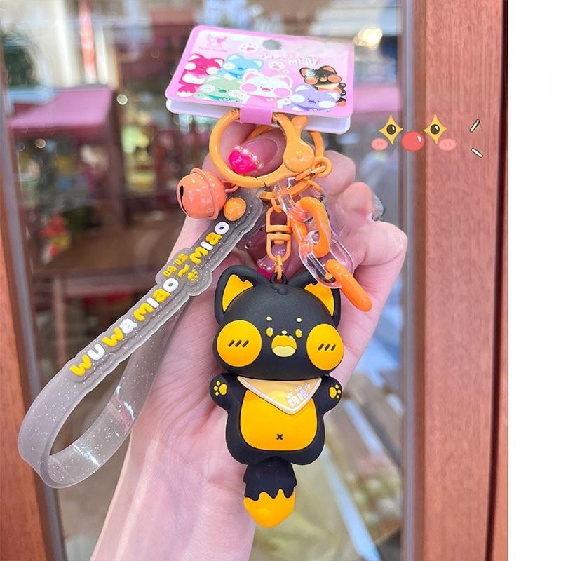 Cute Cartoon Cat Silicone Keychain Originality Bag Pendant For Gift Kids