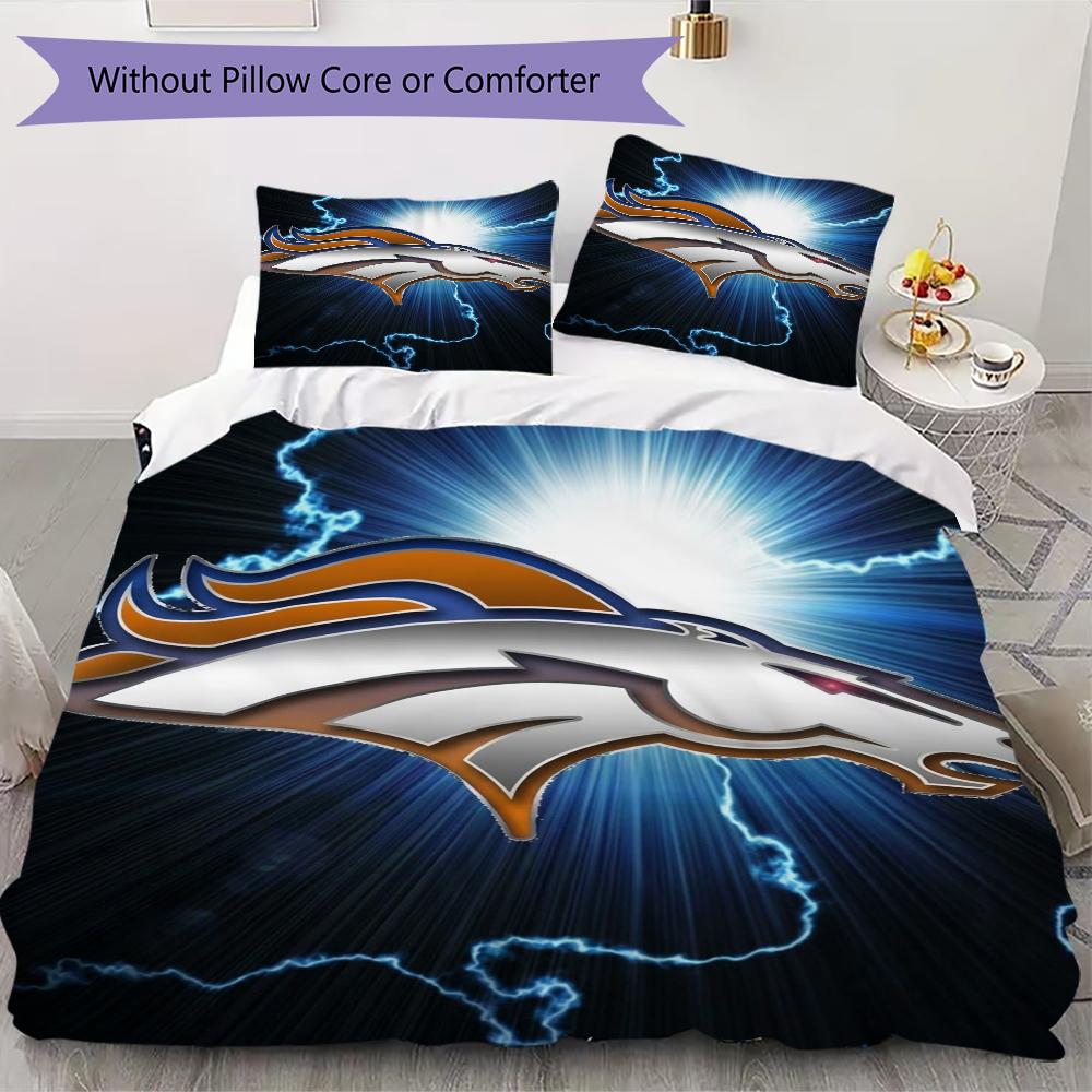 Denver Broncos Pattern Bedding uilt Set uilt Cover Pillowcase Home Decoration Birthday Gift (1*duvet cover + 2*pillowcase without core)