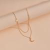 Personalized ins wind source, moon pendant, female double-layer necklace, stacked neck chain, collarbone chain.