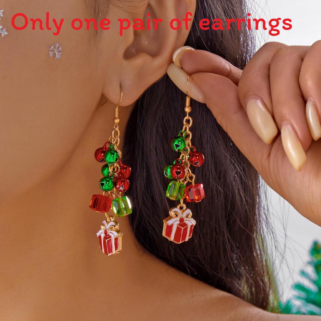 Christmas Earrings With Bell Pendant Alloy Holiday For Women And Men