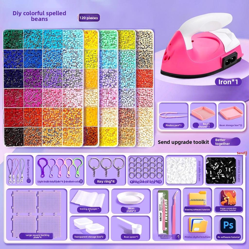 Pindou bean handmade DIY material bag, full set of three-dimensional fusion MARD color number set, tools, ironing paper bag