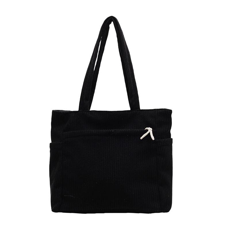 Большая вместительная сумка-тоут, однотонная женская вельветовая сумка через плечо, сумка через подмышку