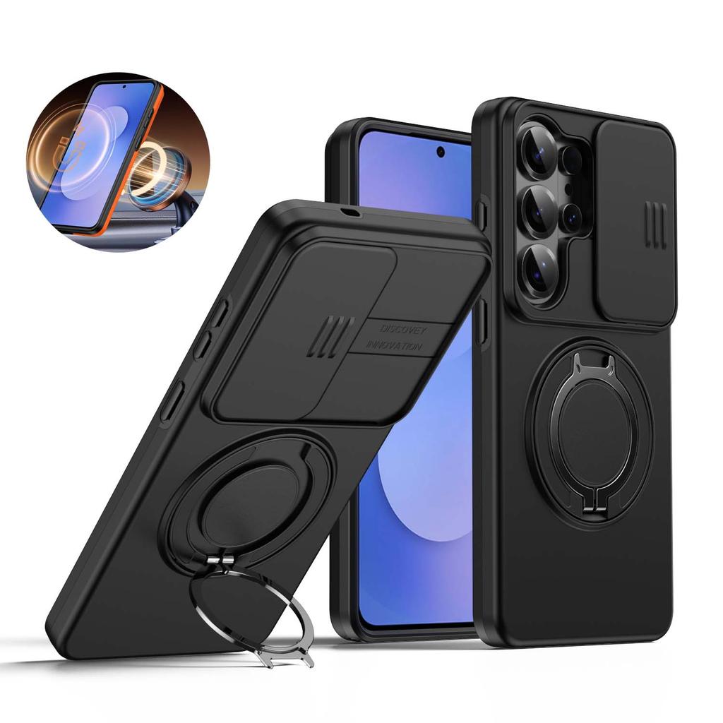 Магнитный чехол-подставка с вращением на 360° для Samsung Galaxy S26 S25 S24 S23 S22 Ultra Plus Для Magsafe Защитная крышка для камеры с выдвижным механизмом