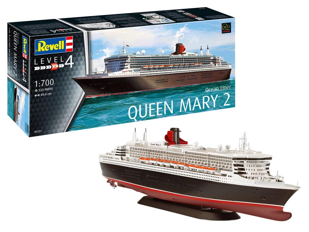 German Revell 1/700 Scale Luxury Cruise Ship Queen Mary 2 Plastic Model 05231