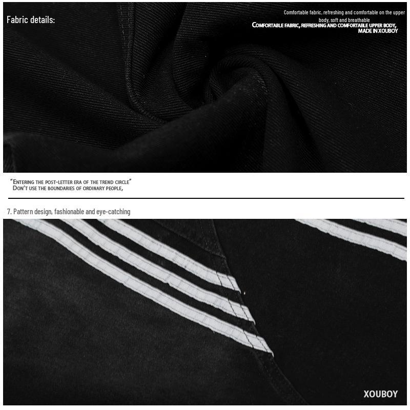 Qilin Home Джинсы-палаццо унисекс: Американская боковая полоса, Весенний национальный прилив, Свободные длинные брюки