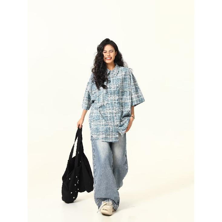 Клетчатая ретро-рубашка, мужская летняя одежда, стиль Гонконга, студенческий свободный и нишевый дизайн, забавный новый мужской топ для ношения на открытом воздухе