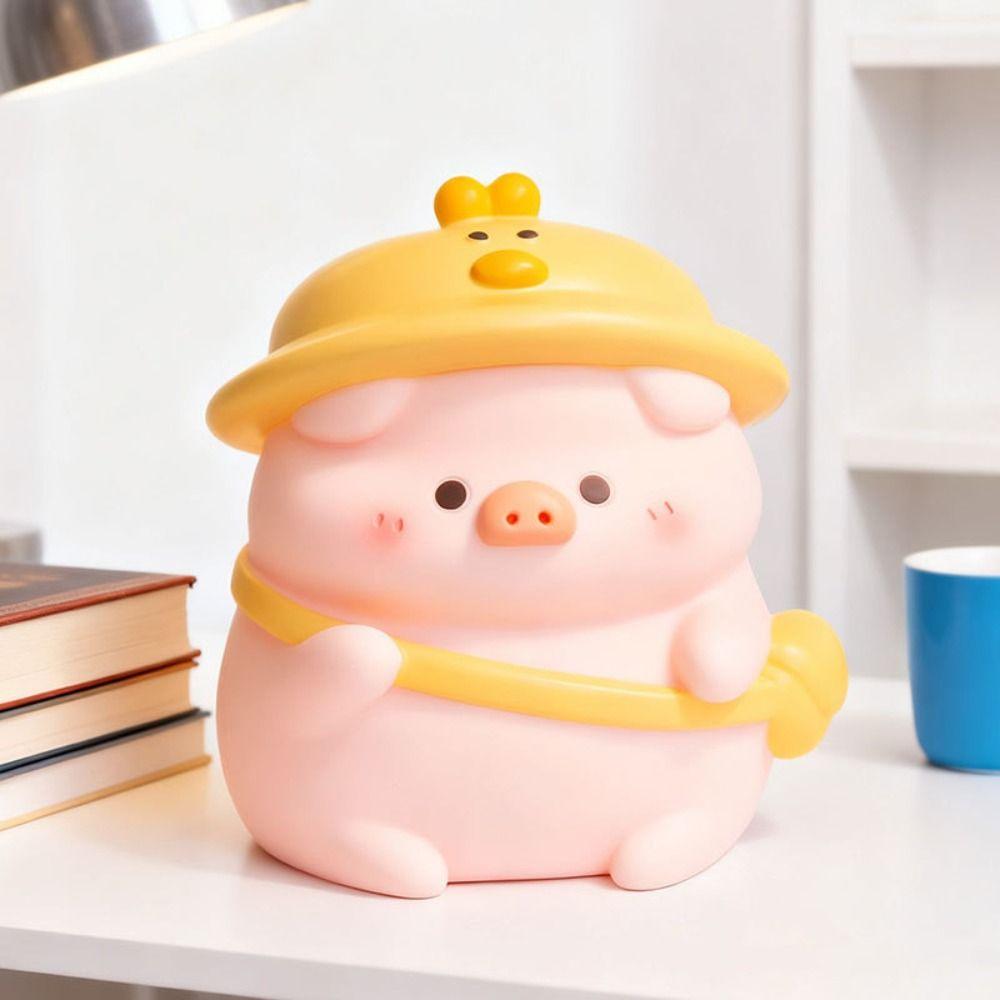 Animal Figurines Vinyl Cartoon Pig Money Box Resistant Fall Large Capacity Cute Piggy Bank Kawaii Funny Saving Box Children Use