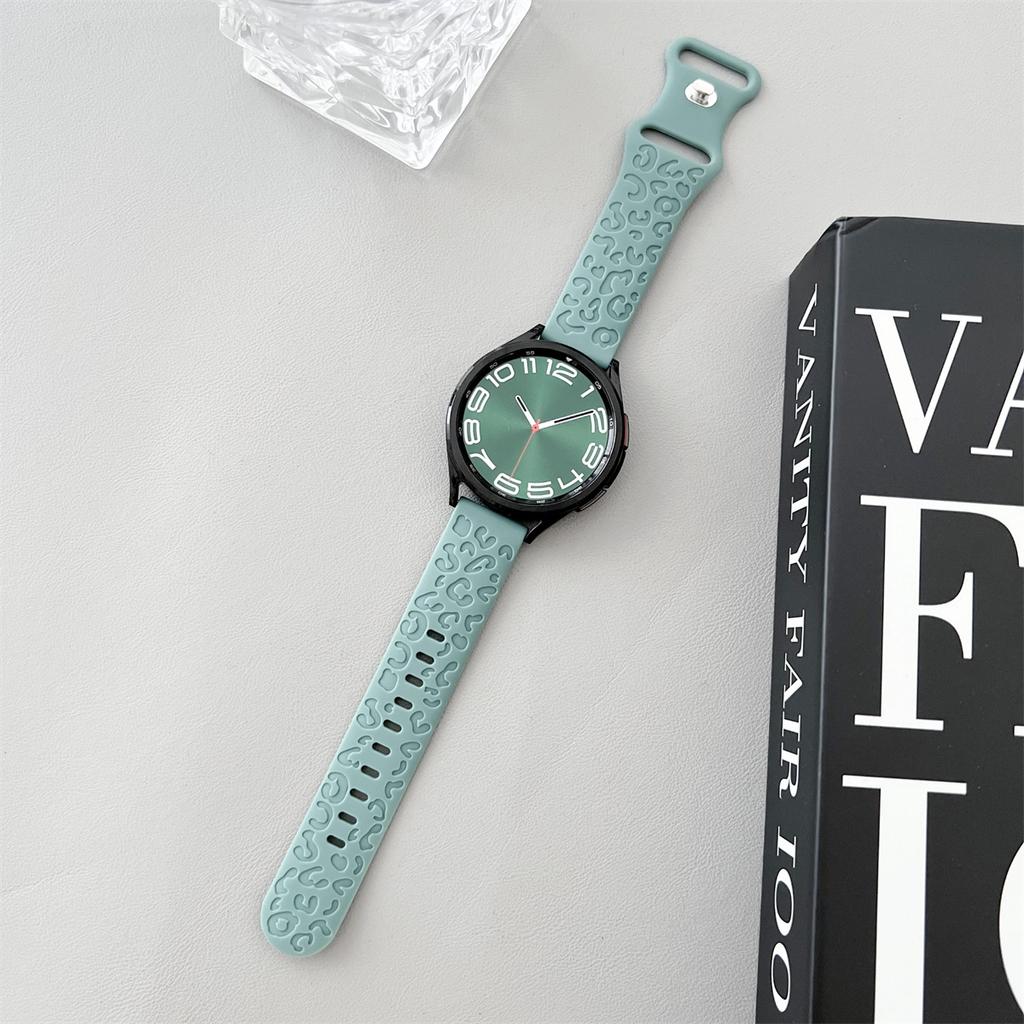 Ремешок с леопардовой гравировкой 20 мм, 22 мм для Samsung Galaxy Watch 6, 5, 4, 40 мм, 44 мм, силиконовый милый ремешок Gear S3 6, классический, 43 мм, 47 мм, Active 2