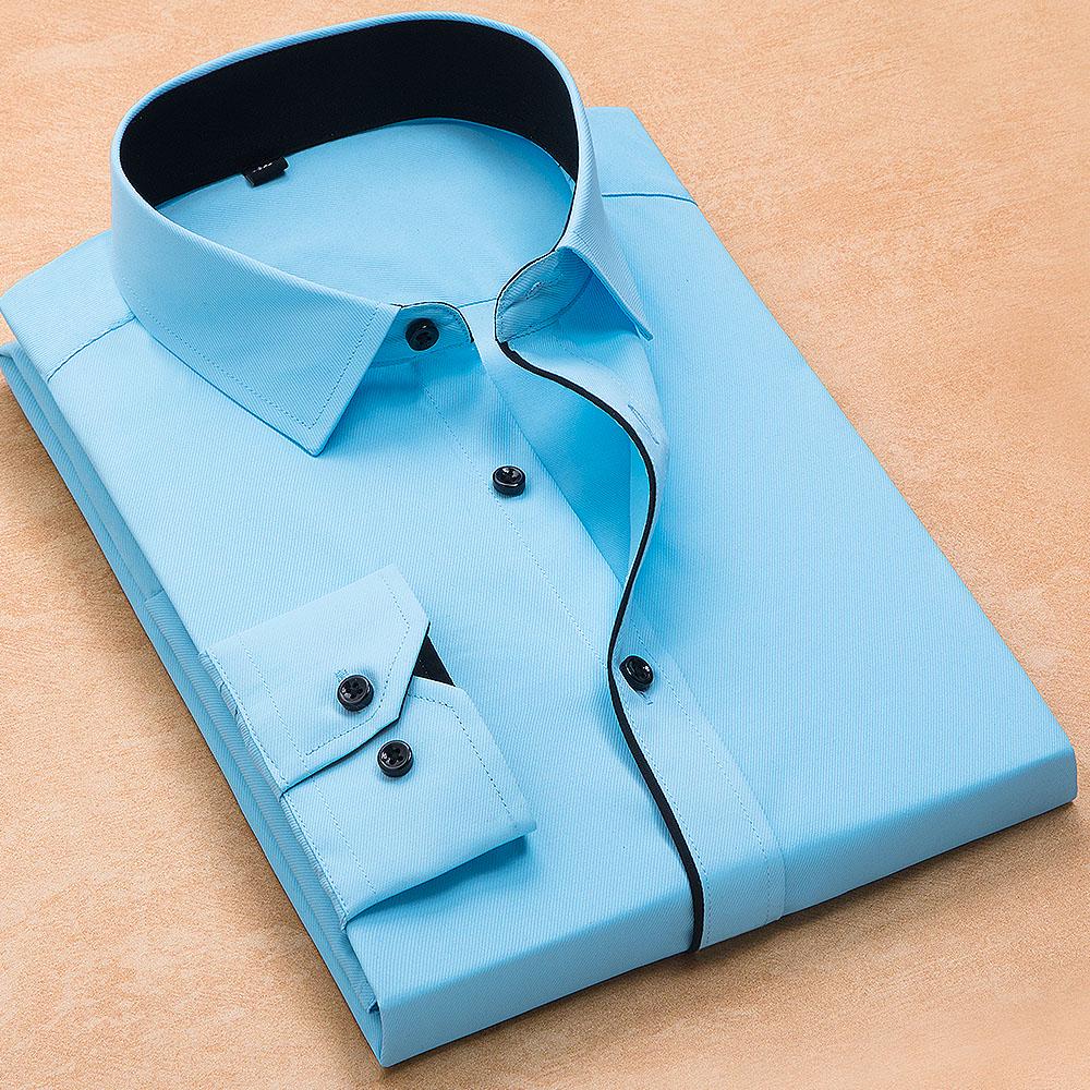 Классическая мужская рубашка с длинным рукавом, большие размеры