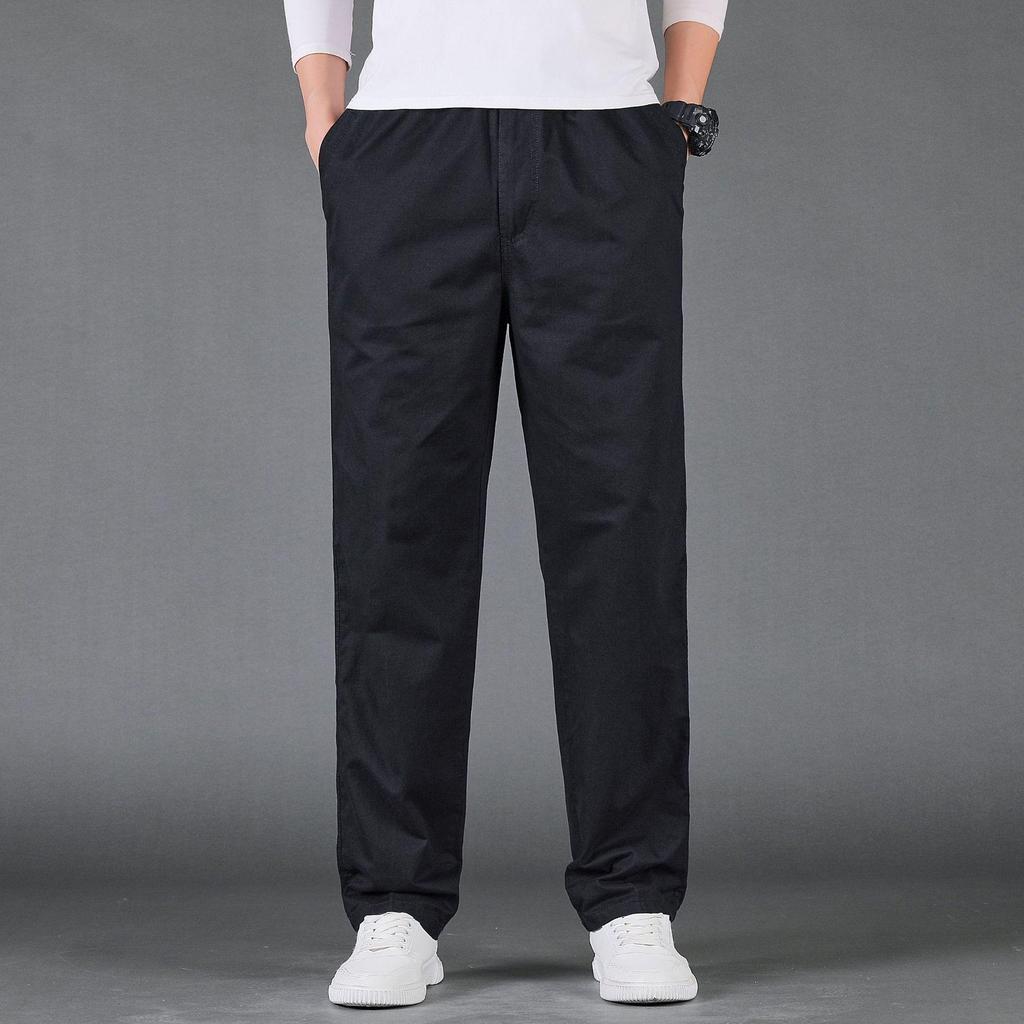 Men's Pure Cotton Cargo Pants - Loose Fit, Straight Leg, Plus Size, Spring/Autumn Style