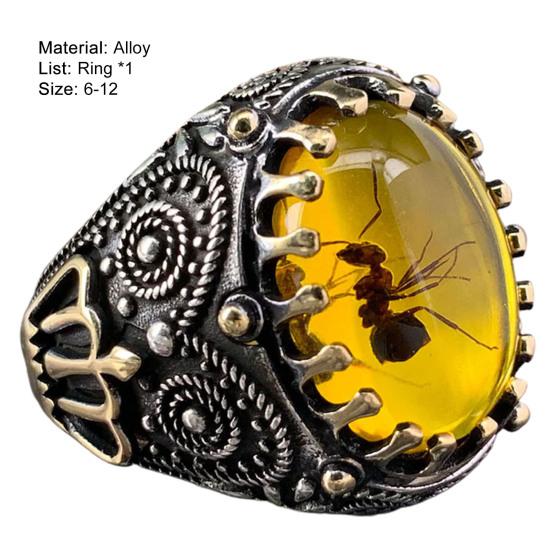 Резные мужские кольца в стиле рок в стиле ретро, ​​кольцо из натурального камня, ювелирные аксессуары