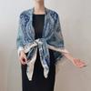 130cm Blue Square Scarf Women Large Shawls Vintage Square Bandana Luxury Kerchief Scarf Female Foulards