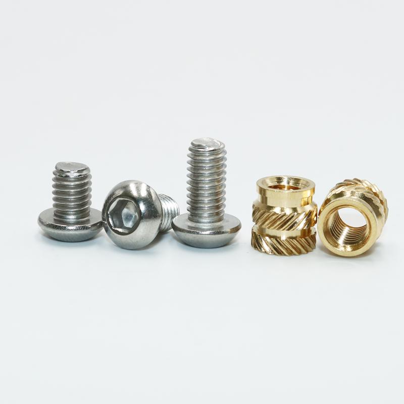 Brass Heat Set Insert Nut Bolt Kit Thread Embedment Copper Nuts and 304 Stainless Steel Hex Socket Screw Hot Melt M2 M2.5 M3 M4