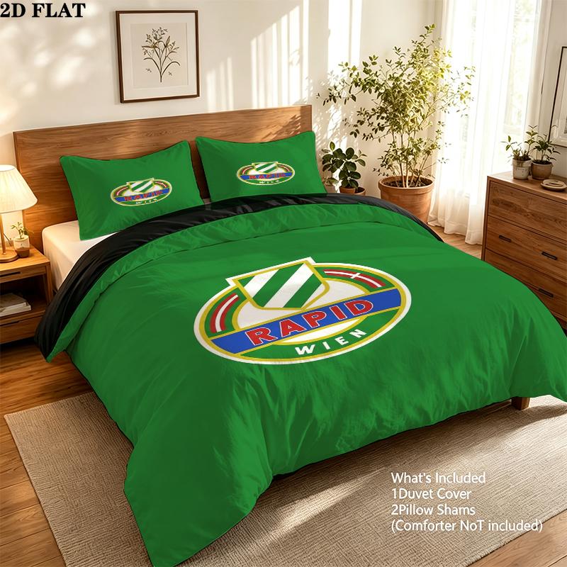 Sk Rapid Wien Pattern Bedding uilt Set uilt Cover Pillowcase Home Decoration Birthday Gift (1 * duvet cover + 2 * pillowcase without core)
