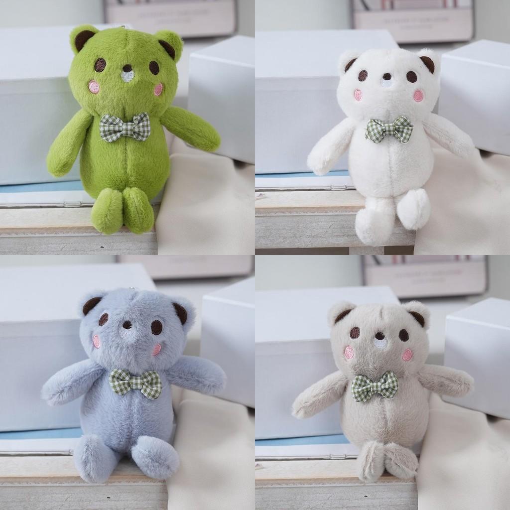 Плюшевая игрушка мишка с бантом в клетку, мягкая набивная кукла, брелок для рюкзака, праздничный подарок