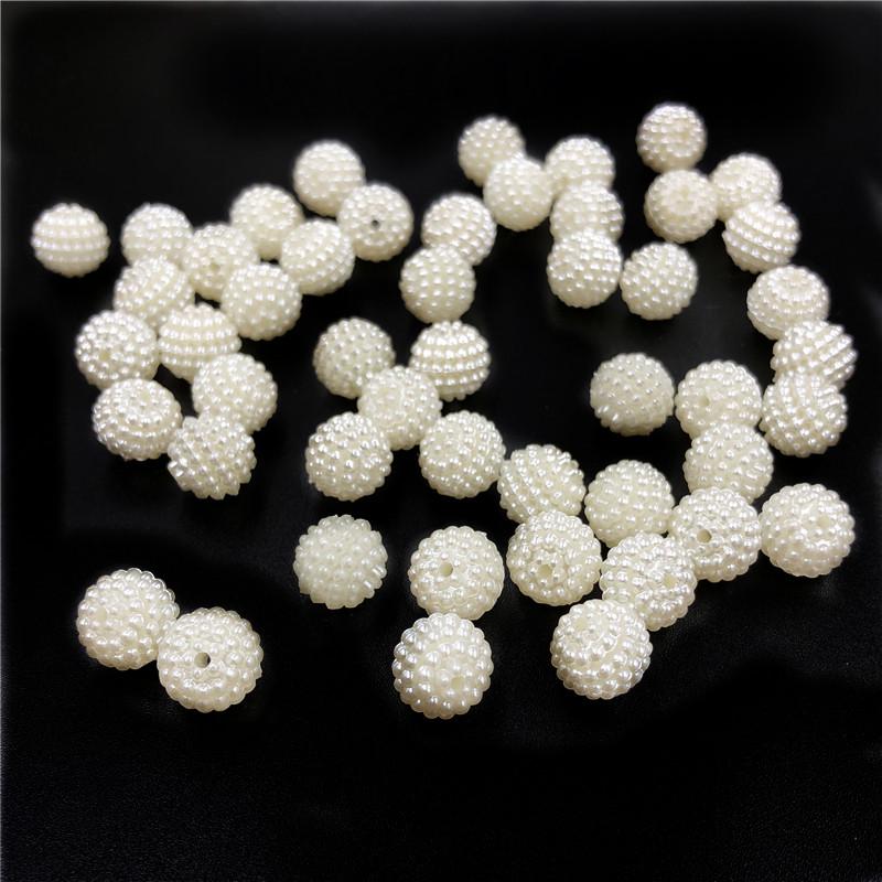 Imitation Pearl Wholesale DIY Crafts Handmade Material Jewelry Accessories Round Beige Loose Beads Findings Bayberry Ball For Jewelry Making Acrylic