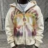 European and American Autumn and Winter Street Y2K Printed Rhinestone Embellished Slim Fit Hoodie