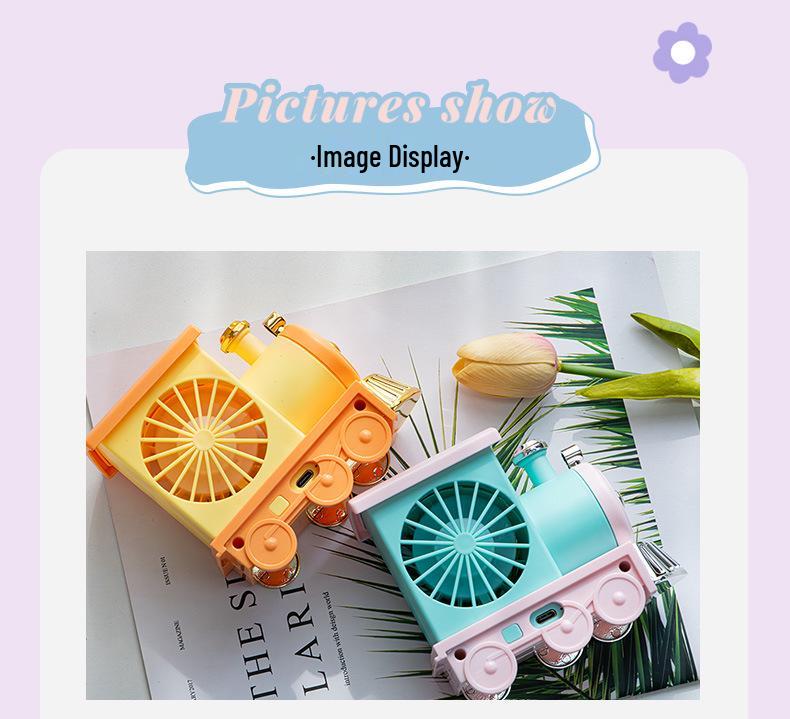 Summer Cartoon Train USB Rechargeable Portable Desktop Fan Toy