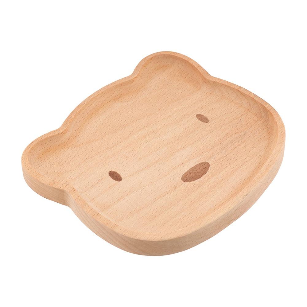 Animal Pattern Children's Rice Plate Solid Wood Wood Food Dishes Cartoon Dinner Tray Serving Kids