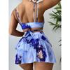 Three Pieces Marble Print Halter Micro Triangle Bikini Swimsuit Women Beach Skirt Swimwear Summer Beach Bathing Suit Bikini Set