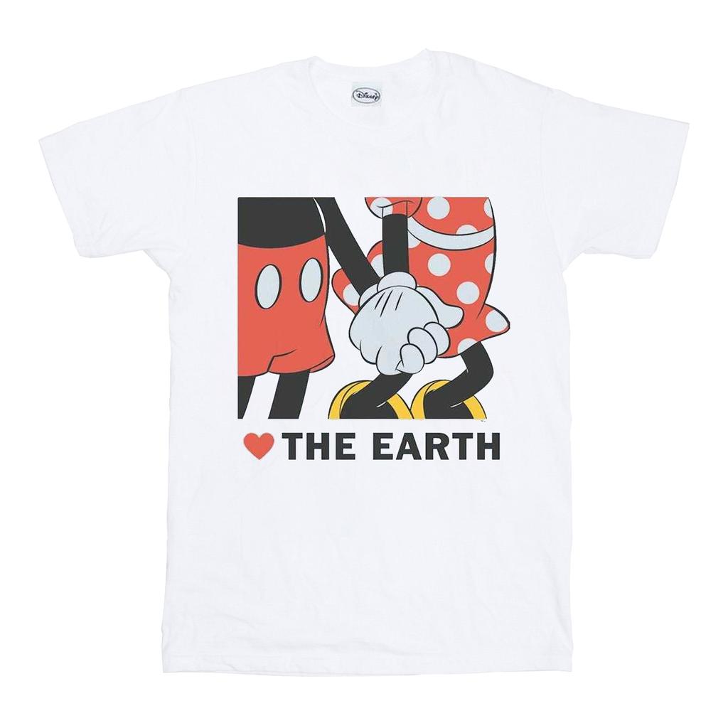 Disney Womens/Ladies Mickey Mouse Heart The Earth Cotton Boyfriend T-Shirt