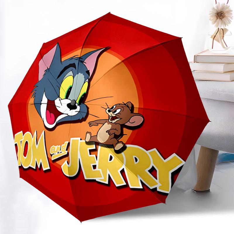 1pc Tom and Jerry Umbrella - Automatic Open Compact Travel Umbrella with 72-Rib Durable Frame yy251021115