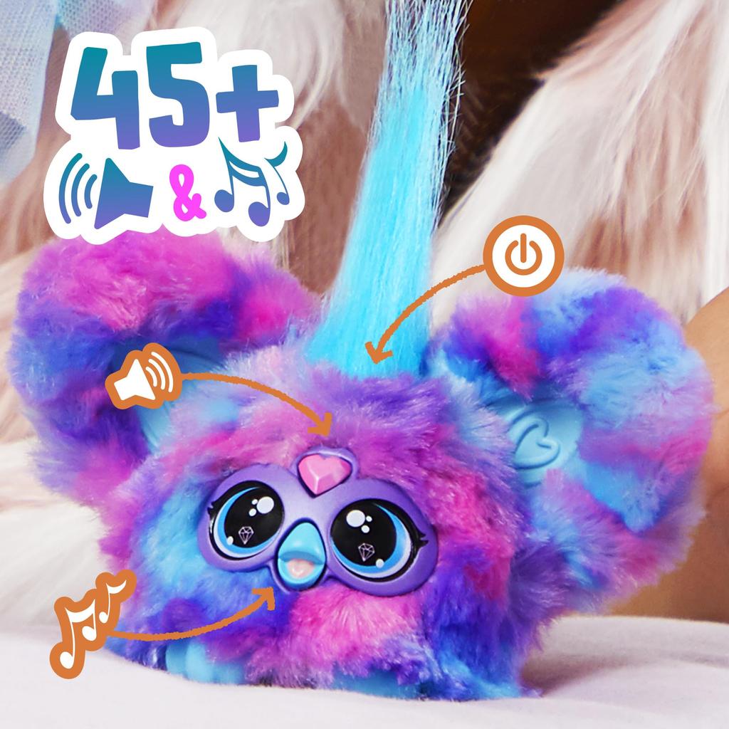 Hasbro Furby Furbrets Lovely Mini Over 45 Furby Electric Plush For Boys and Ages 6 and Blue and Purple F8895 Genuine New Model Friend, Sounds,
