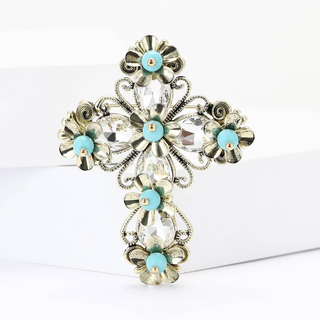 Модная ретро-брошь-крест из сплава, персонализированная одежда, нагрудный цветок, аксессуары