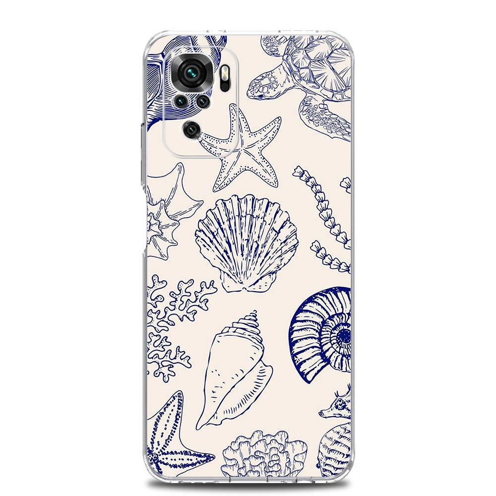Чехол для телефона для Xiaomi Redmi Note 14 13 12 4G 9S 9 10 11 Pro Plus 5G 14C 13C 12C 10C 9A Прозрачный Мягкий ТПУ Чехол Синие Морские Животные