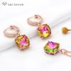 Модные красочные квадратные серьги-капли с кристаллами, комплекты ювелирных изделий для женщин, свадебный кулон, ожерелье, подарок
