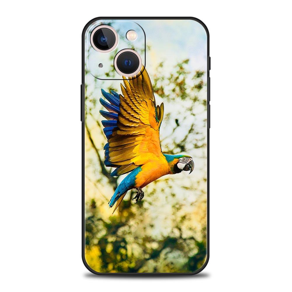 Попугай птица Роскошный чехол для телефона Для iPhone 16 13 15 14 12 11 Pro MAX XR X SE XS 7 8 Plus Мягкий ТПУ Ударопрочный Чехол