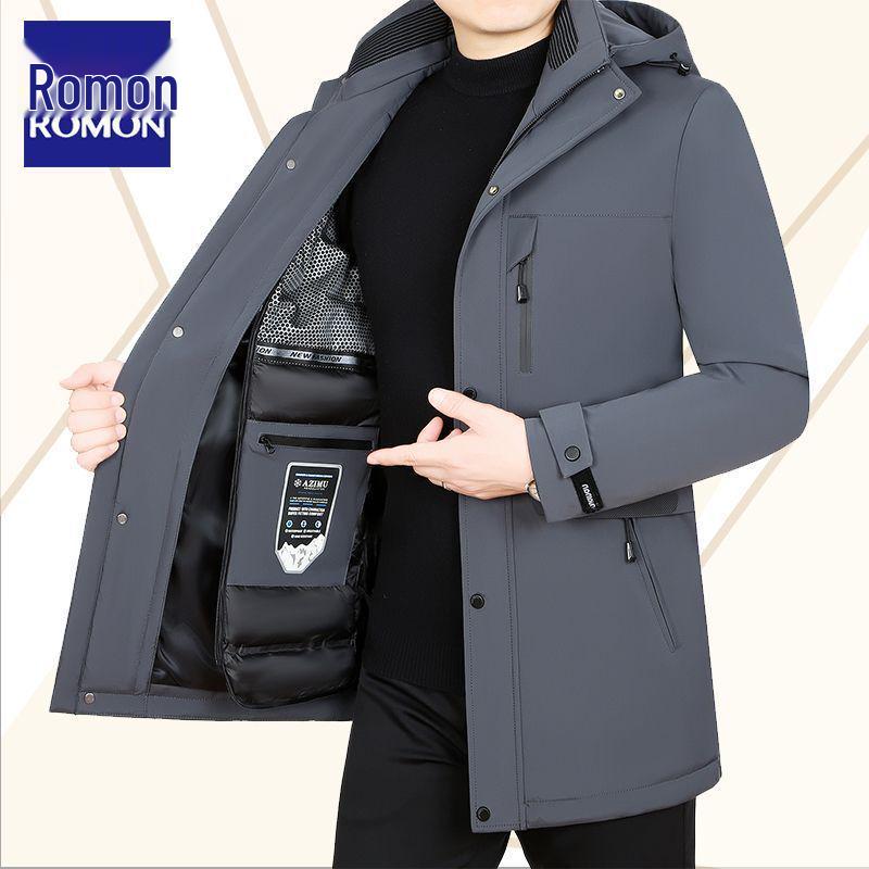 Romon Men's Mid-Length Thick Winter Goose Down Parka (2025 Edition)