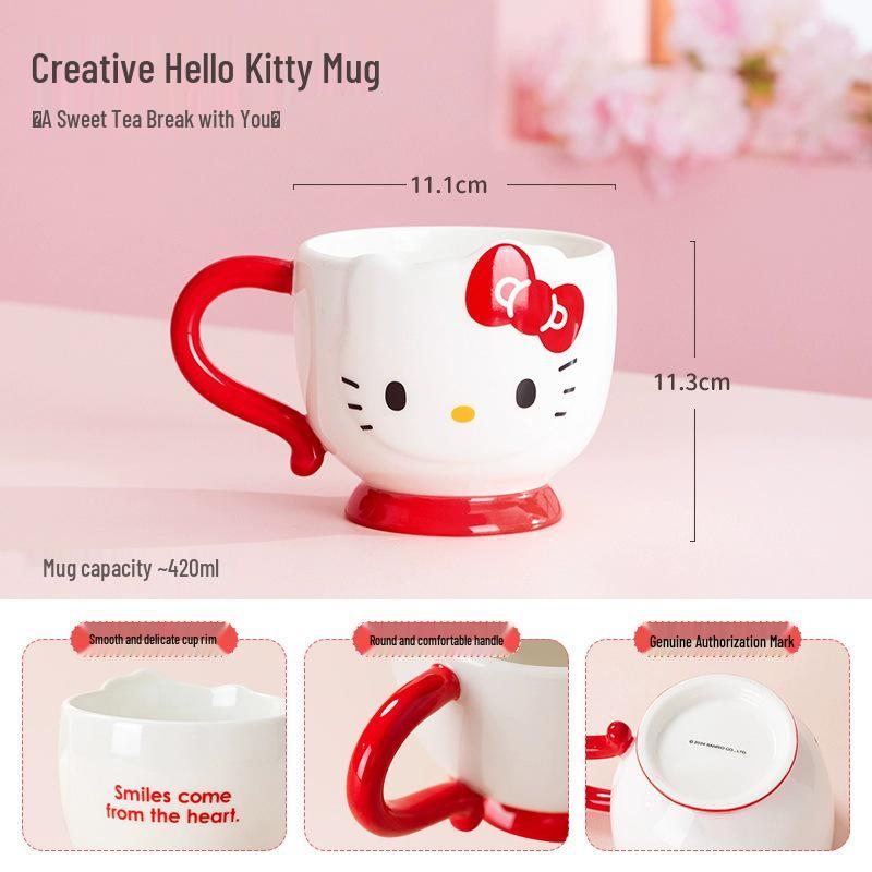 Sanrio Family Mug: Hello Kitty & My Melody 420ml, Ideal for Coffee & Milk.