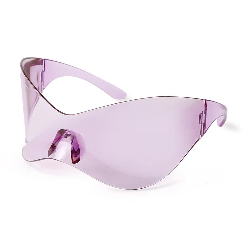 Оверсайз Спортивные Панк Солнцезащитные очки Обтекаемые Женские Солнцезащитные очки Серебристые Цельные Бескаркасные Очки Тренд Оттенки Мужские Солнцезащитные очки
