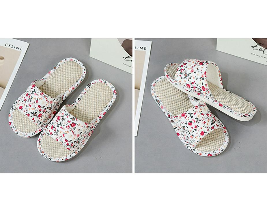 Бесшумные льняные сандалии: Нескользящая домашняя обувь из хлопка и льна для пар - толстая подошва, дезодорирующие, летние тапочки унисекс