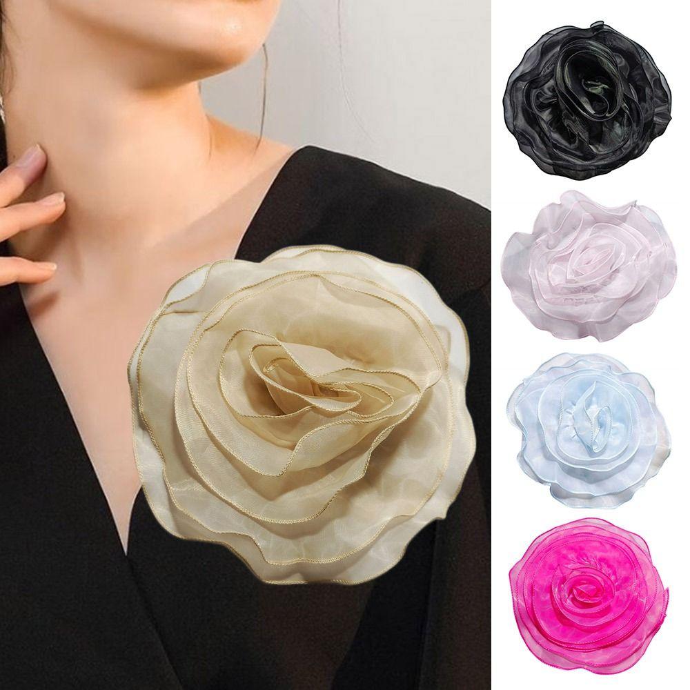 Fabric Artificial Rose Flower Patch 27CM Chest Flower Fashion Brooch