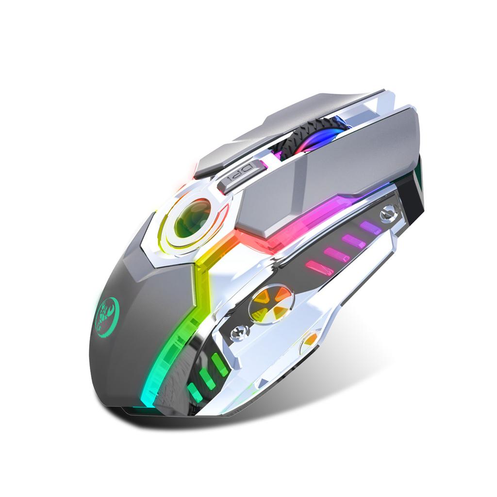 HXSJ T30 Wireless Mouse 2.4G USB Receiver with 5 Backlit RGB Mode Mechanical Gaming Mouse for PC