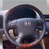 Для Honda Accord 7-го поколения 2003-2007 Odyssey 2005-2010 Черная кожаная оплетка руля автомобиля с ручной прошивкой, имитация текстуры персикового дерева