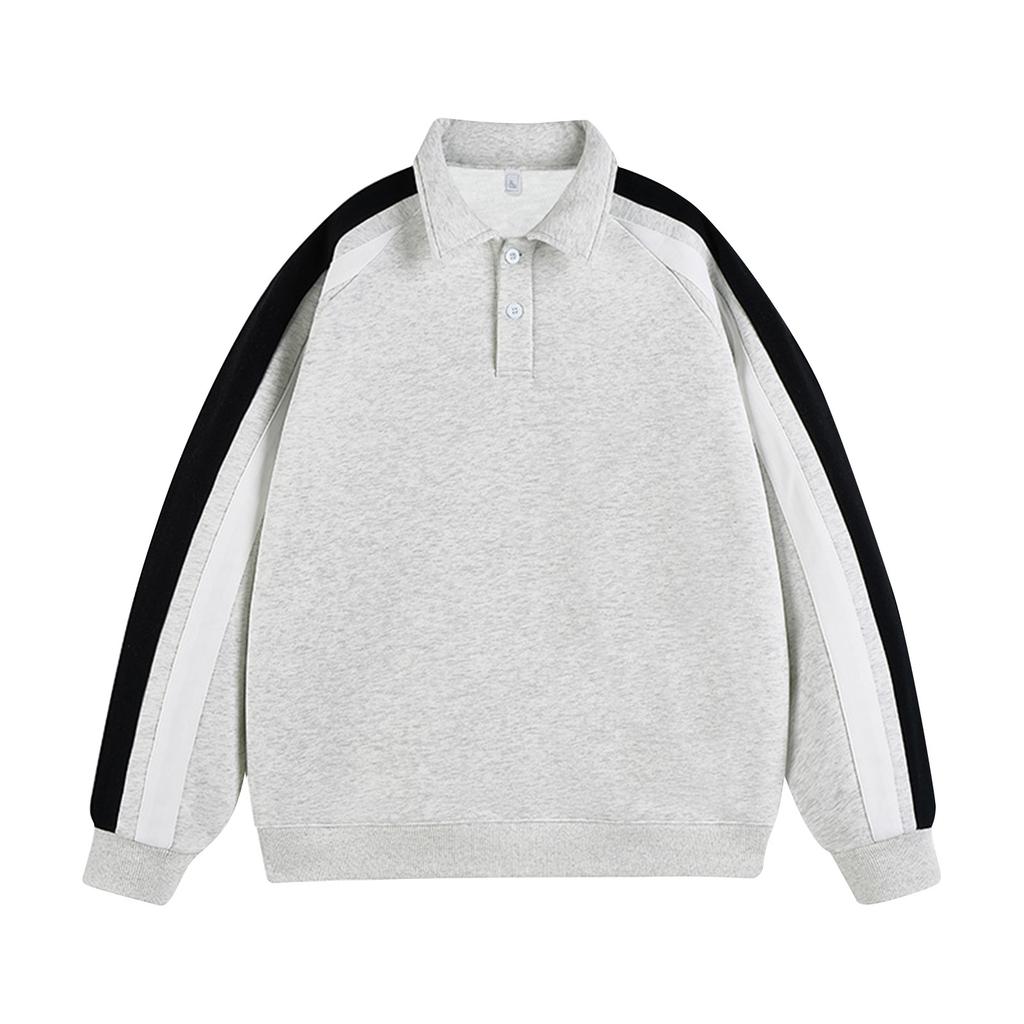 Толстовка с отложным воротником и заплатками на плечах, повседневный спортивный топ