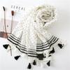Women Cotton Scarf Bohemia Dot Print Hijab Shawls and Wraps Long Tassel Female Foulard  New Designer Bandana Pashmina
