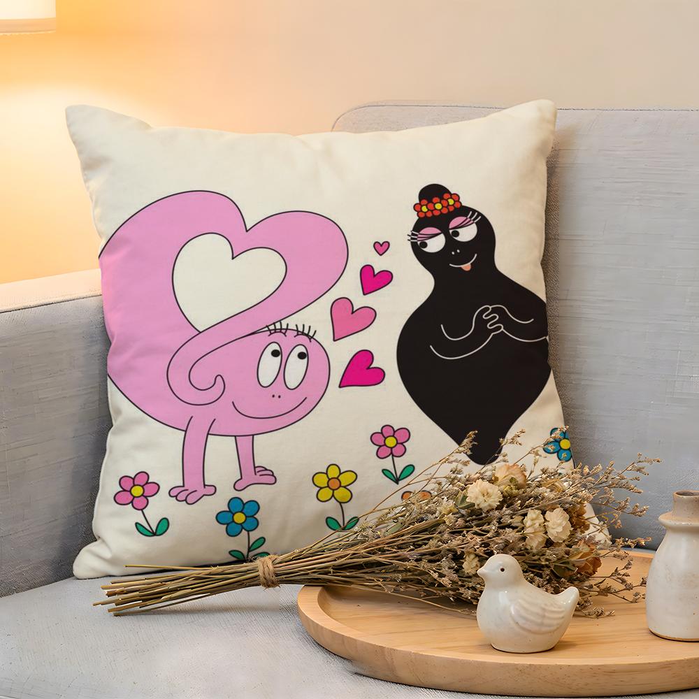 Cushion Cover Linen SkinFriendly Soft Decorative Case For Sofa Home Decor Cartoon Cute BBarbapapas Pillow cover