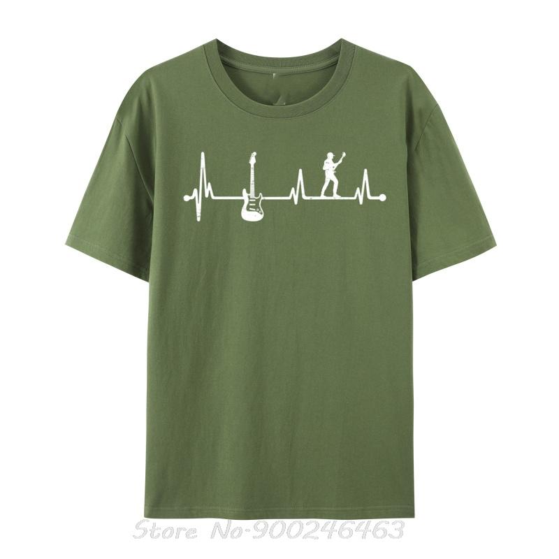 Funny Guitar Lover Bass Guitar Heartbeat Normal T-shirts Oversized Unisex T Shirt Cotton Tshirt Fitness Tees Print Men Clothing