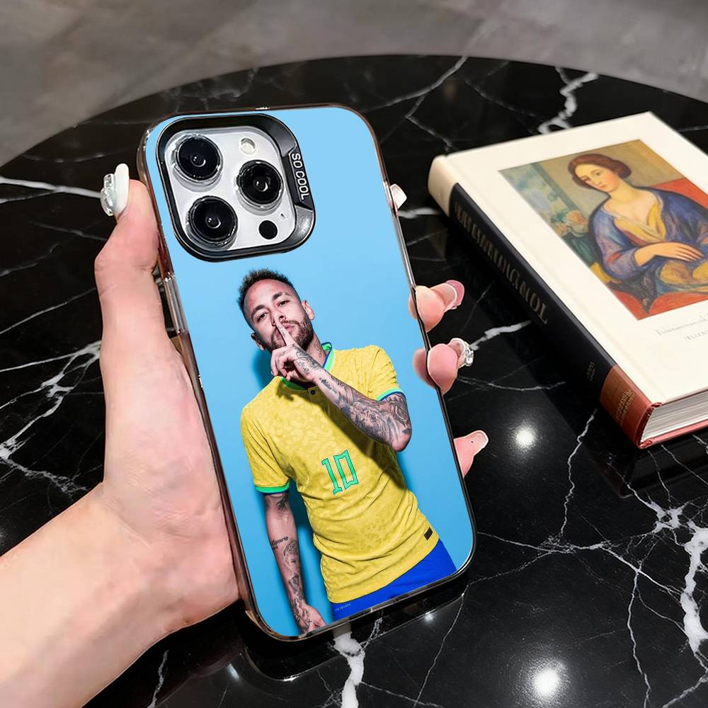 Популярный Чехол в Стиле Футбольной Звезды для iPhone 17,16,15,14,13,12,11 Plus,Pro Max,XS,Цветной Серебряный Покрытие Внутренняя Крышка